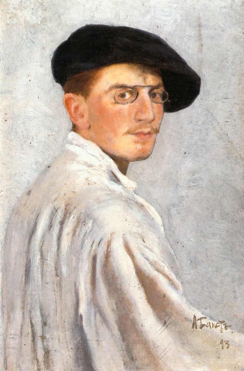 Autorretrato (óleo sobre cartão) de Leon Bakst