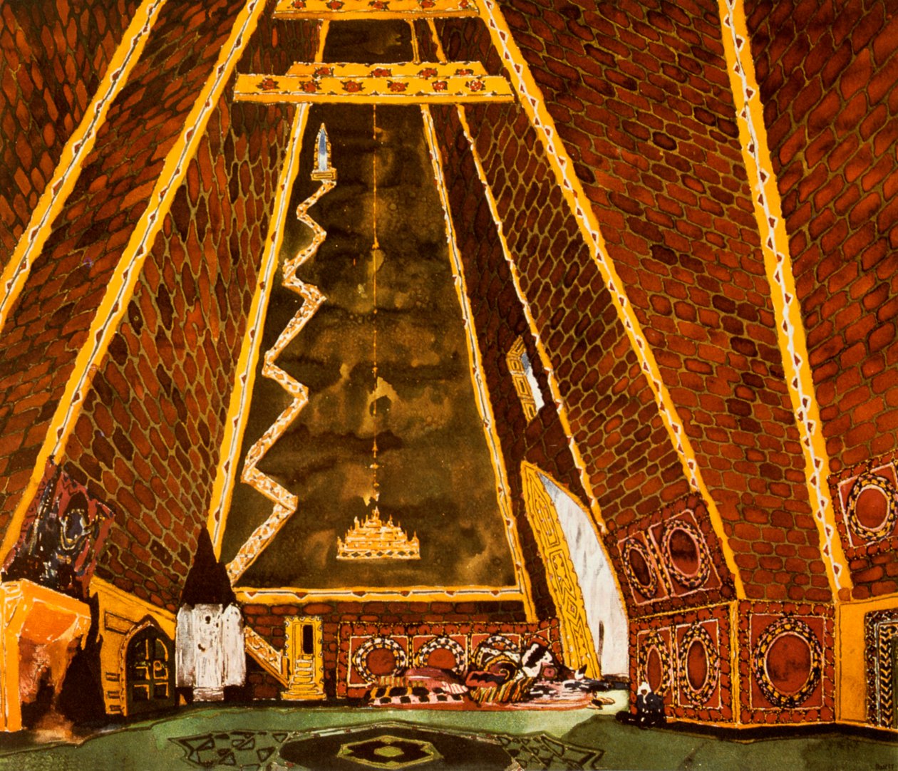 Cenografia de Thamar, ballet de Mily Balakirev, 1912 de Leon Bakst