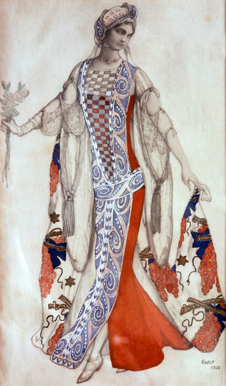 A Bela Adormecida, figurino de balé, c1913 de Leon Bakst