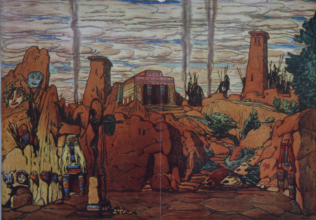 Cenografia do balé Hélène de Sparta de E. Verhaeren e D. de Séverac, 1912 de Leon Bakst