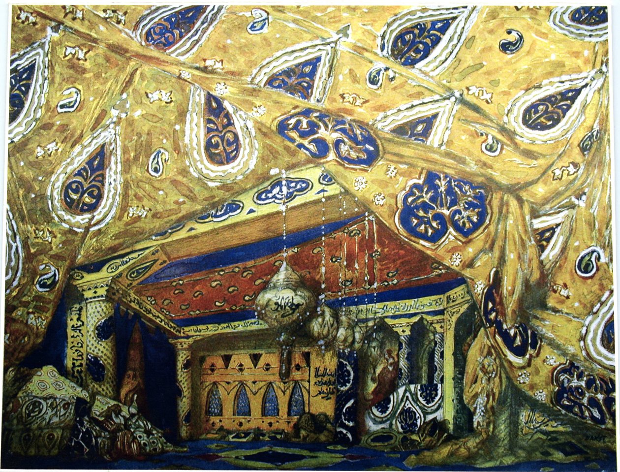 Cenografia para o ballet Sheherazade de N. Rimsky-Korsakov, 1910 de Leon Bakst