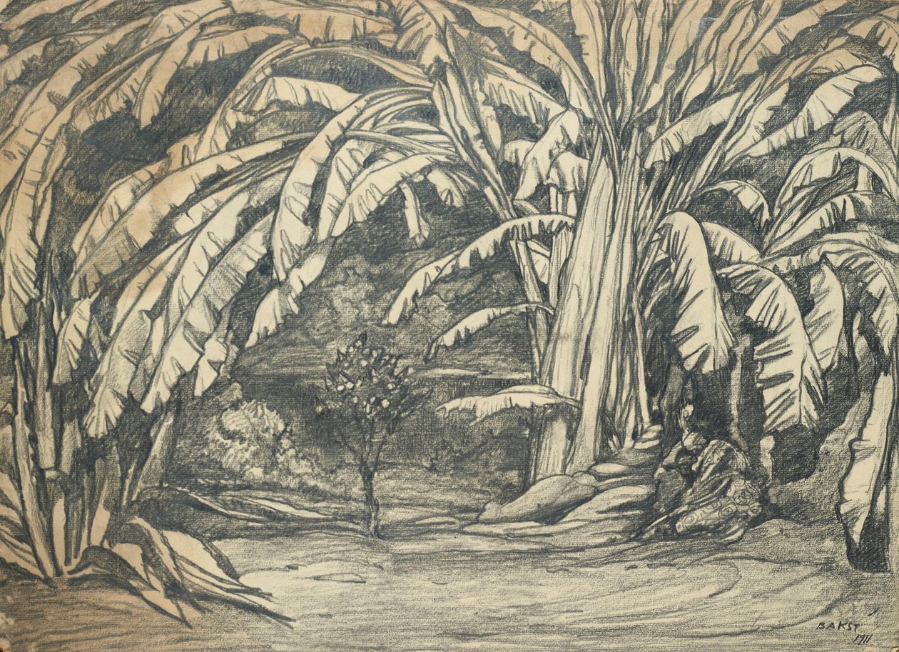 Desenho de palco para o balé Bela Adormecida de P. Tchaikovsky, 1911. de Leon Bakst