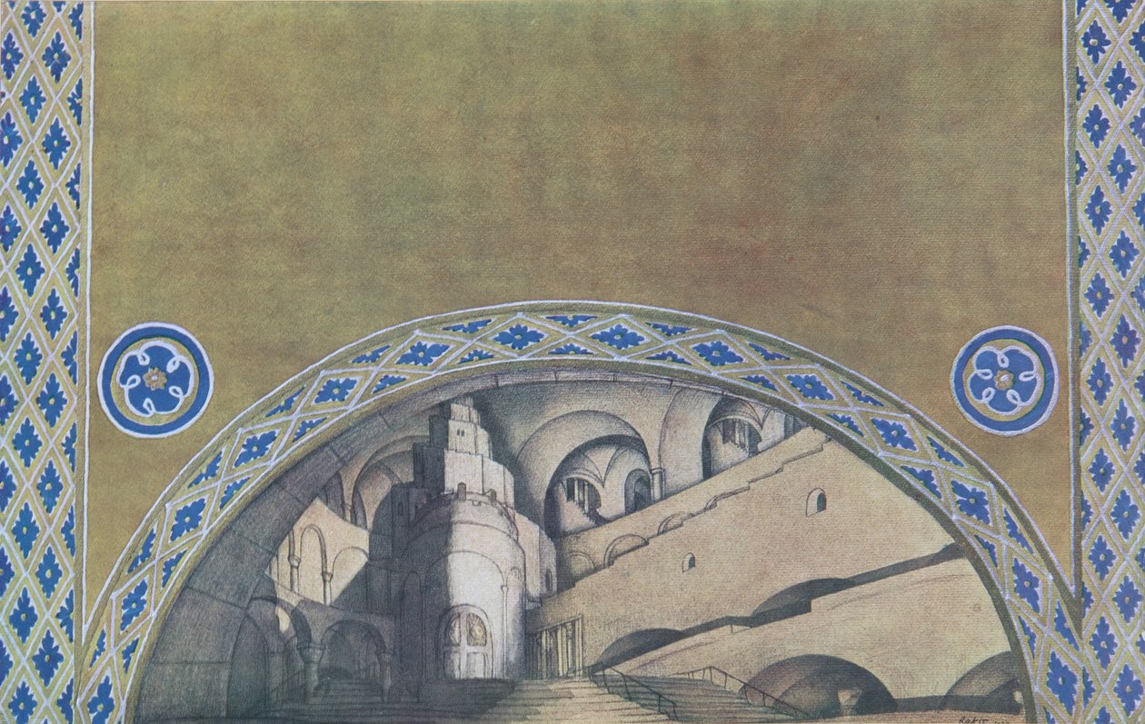 Cenografia da peça O Martírio de São Sebastião, de Gabriele DAnnuzio, 1922 de Leon Bakst