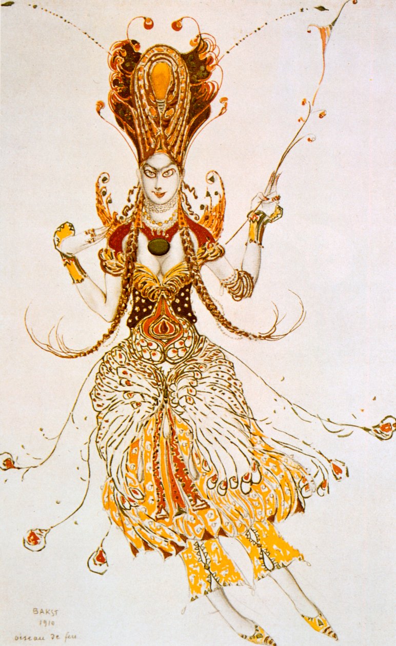 O Firebird, figurino para o ballet de Stravinskys O Firebird, 1910 de Leon Bakst