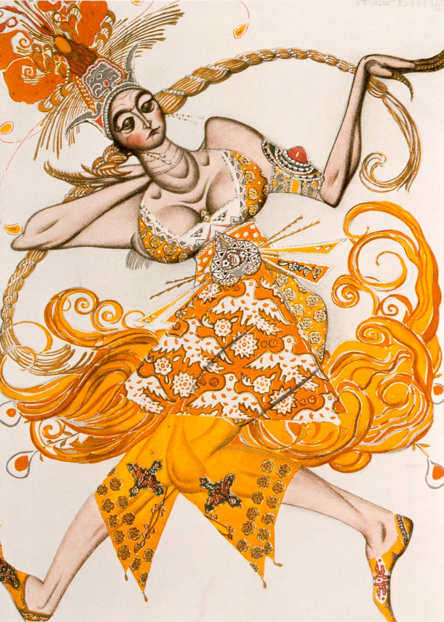 O Firebird, traje para o Firebird, o balé por lgor Stravinsky, 1910 de Leon Bakst
