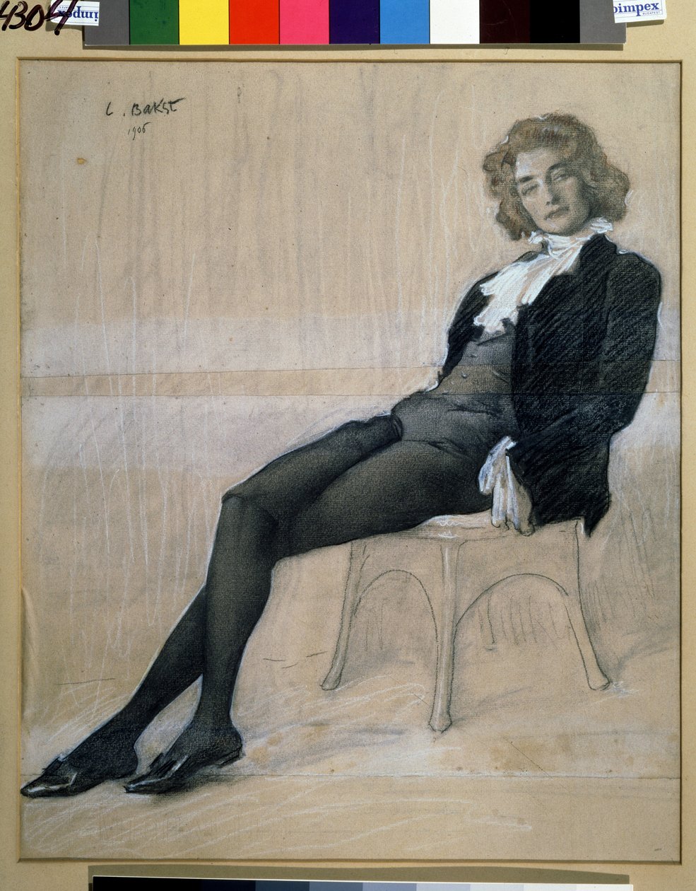 retrato da escritora Zinaida Gippius (1869-1945). (giz e sangre) de Leon Bakst