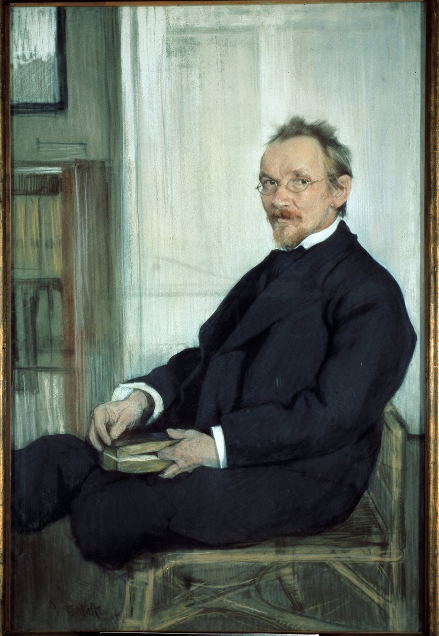 retrato do escritor e filósofo Vasily (Vassili) Vasilievich Rozanov (1856-1919) de Leon Bakst