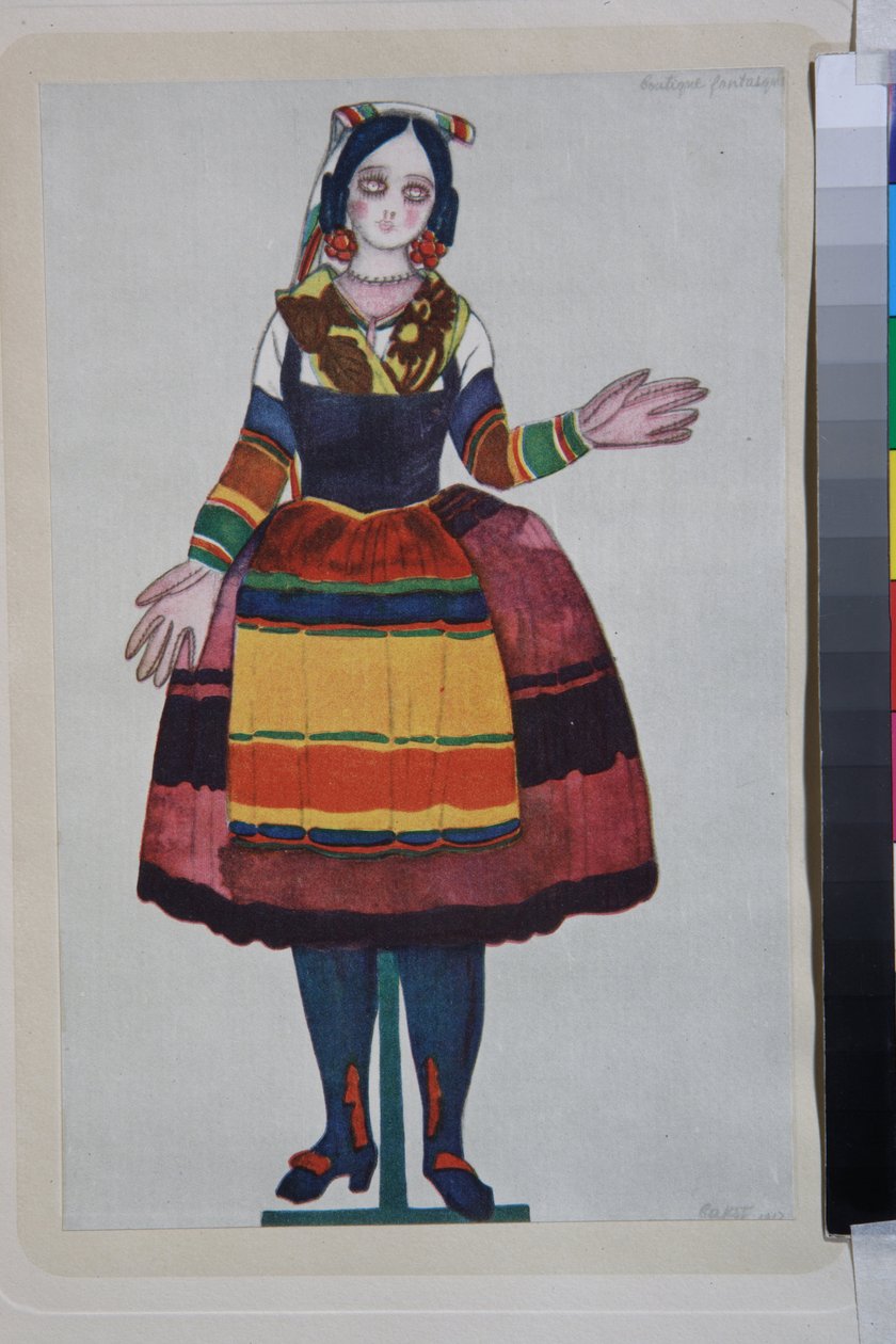 a boneca italiana, figurino para o ballet "La Boutique Fantasque" dirigido por Gioachino Rossini de Leon Bakst