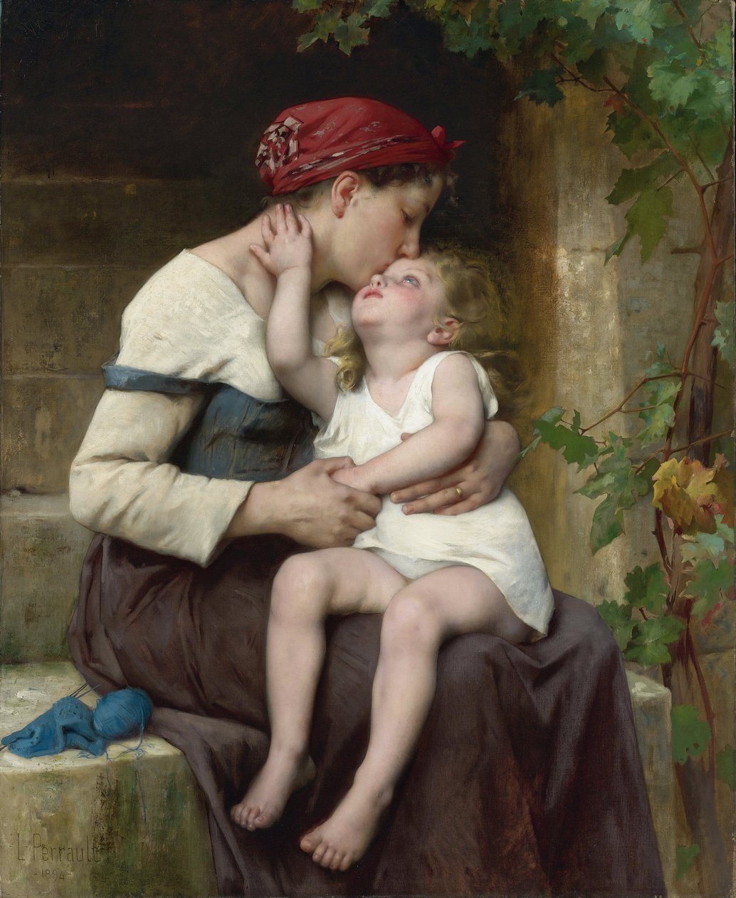 "Mere et fille" (Mãe e filho) Peinture de Leon Jean Basile Perrault (1832-1908) 1894 Privee Collection de Leon Bazile Perrault