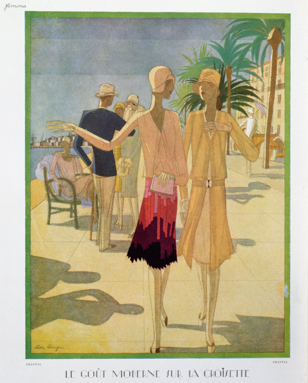 Pessoas da moda a passear no Croisette Promenade em Cannes, ilustração da revista 