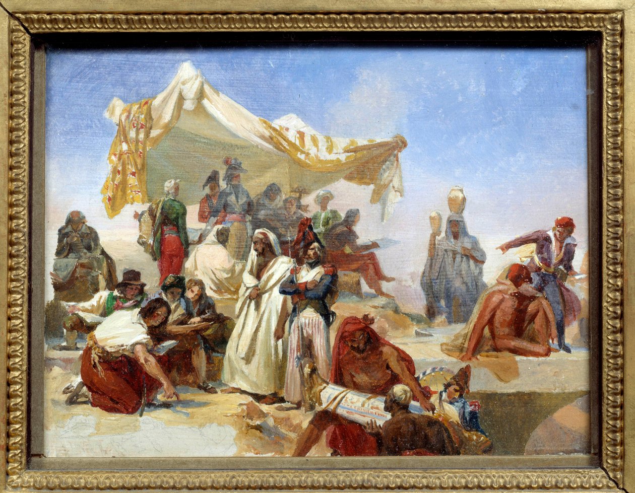 Campanha do Egito (1798-1801): "Expedição do Egito sob as ordens de Napoleão Bonaparte (1769-1821)" Pintura de Leon Cogniet (1794-1880) Século XIX de Léon Cogniet