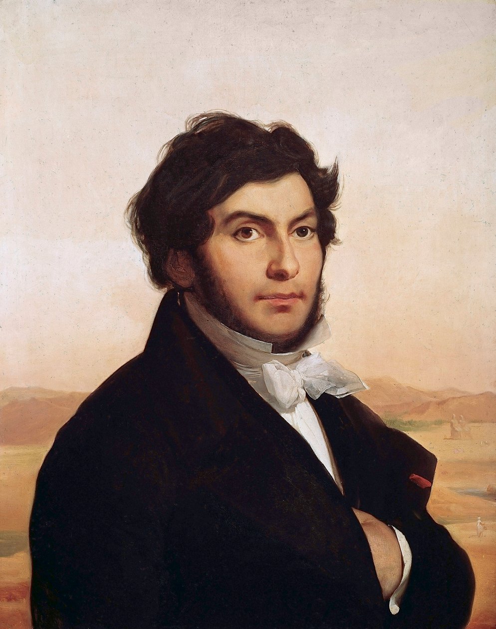 Retrato de Jean-Francois (Jean Francois) Champollion (1790-1832), egiptólogo francês, decifrador de hieróglifos. Pintura de Leon Cogniet (1794-1880). Museu do Louvre. de Léon Cogniet