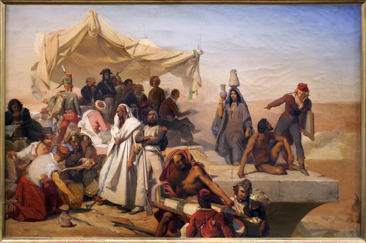 A expedição (campo) do Egito sob as ordens de Bonaparte (Napoleão de Léon Cogniet