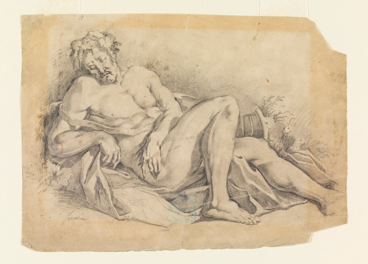 Desenho, Baco dormindo (segundo Poussin), 1886-92 de Leon Dabo