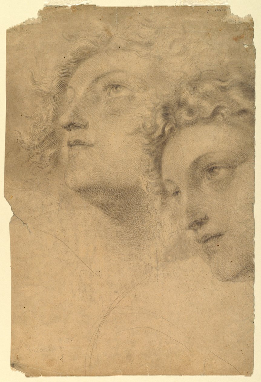 Desenho, Duas cabeças femininas, 1886-92 de Leon Dabo