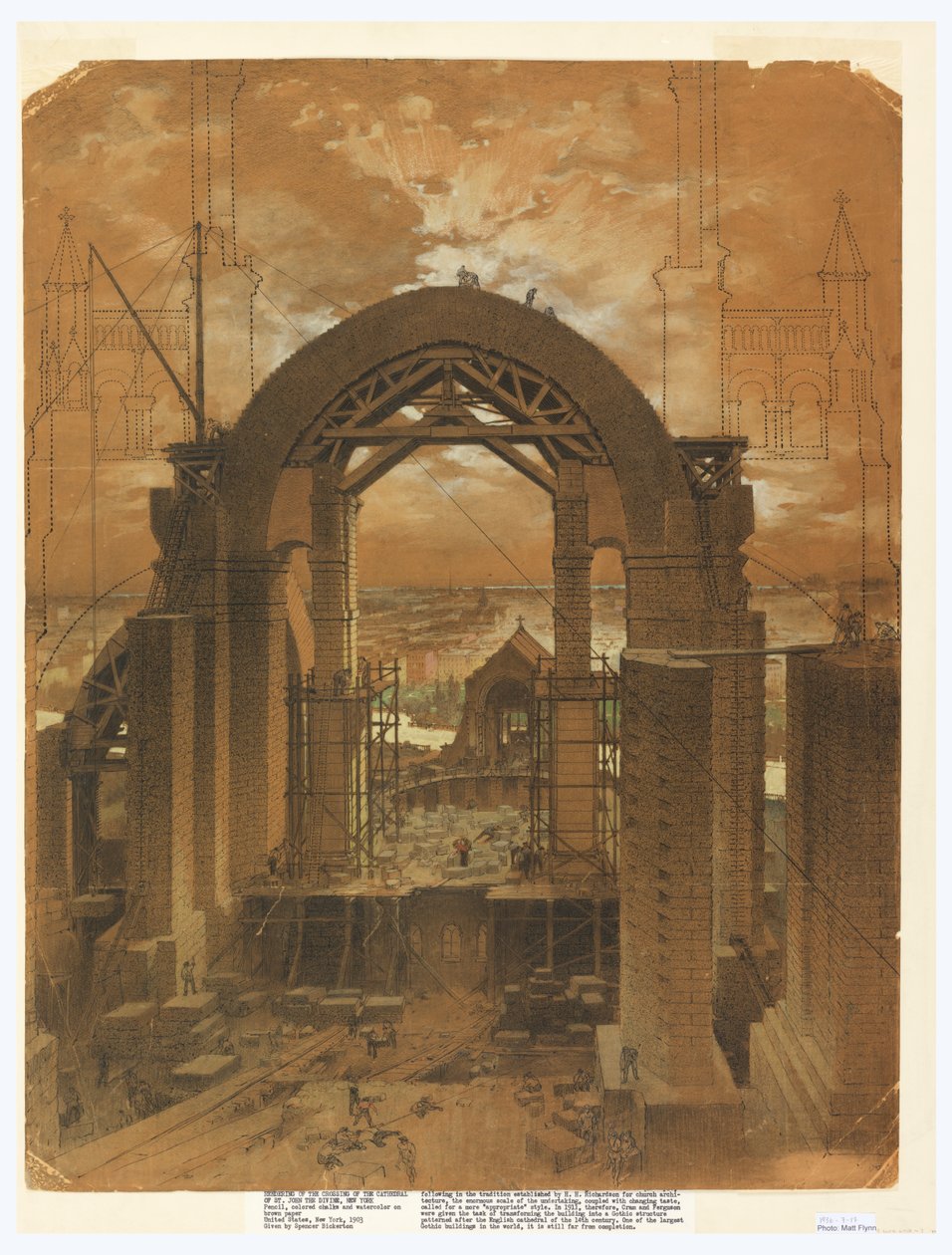 Renderização da travessia da Catedral de São João, o Divino, Nova York, NY de Leon Dabo