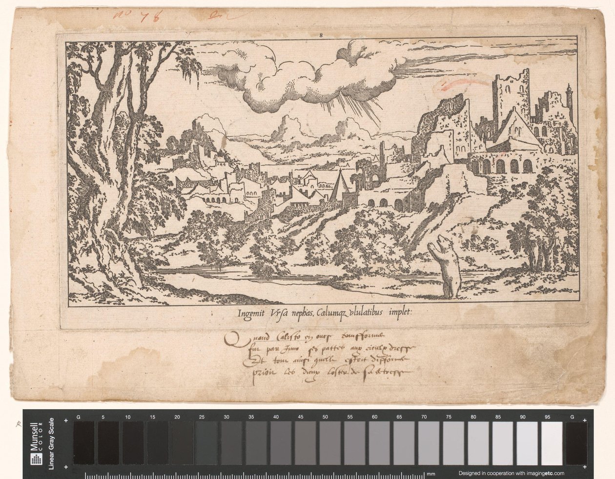 Calisto como urso pleiteia a Júpiter numa paisagem de ruínas
Le Fable de Calisto (título da série)
Mito de Calisto (título da série) de Leon Davent