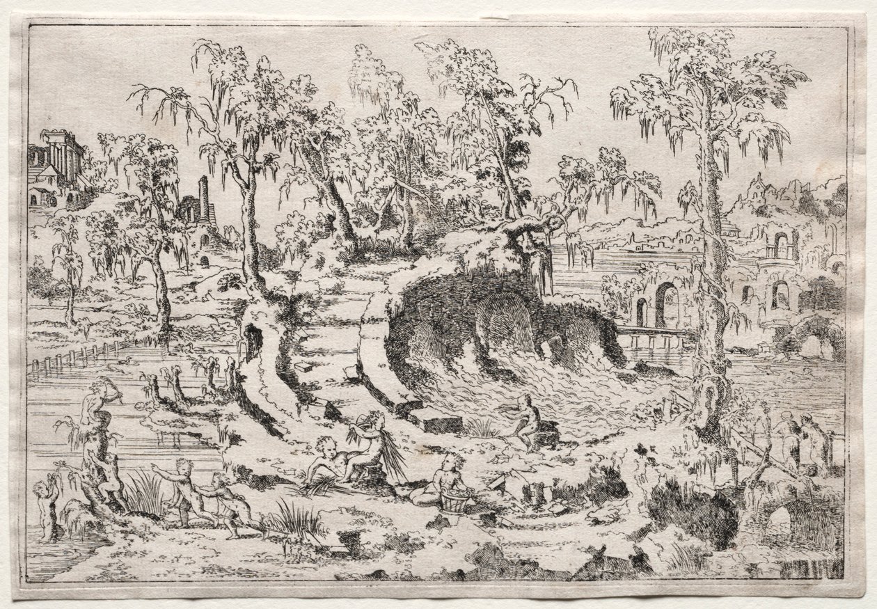 Paisagem com Putti, c. 1550. de Leon Davent