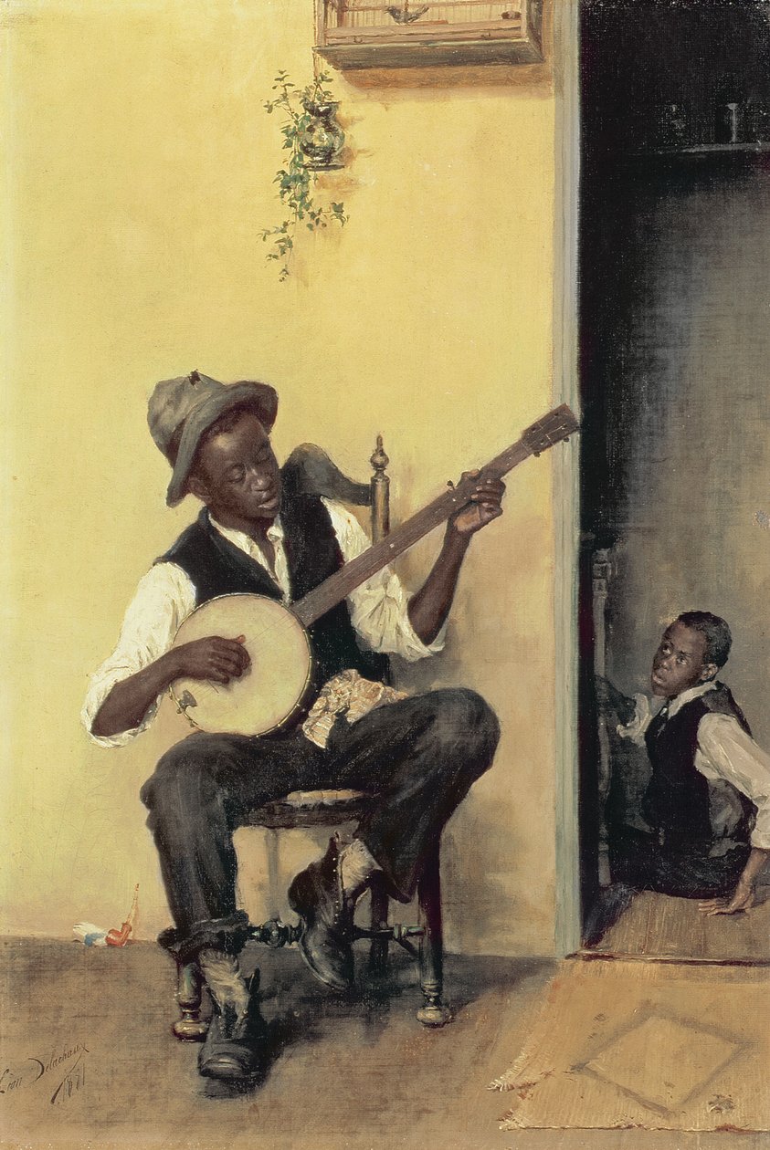 O jogador de banjo, 1881 de Leon Delachaux