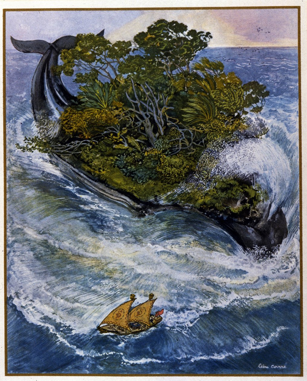 As aventuras de Sinbad (Sindbad), o marinheiro. Dos Contos de 1001 Noites (Tales of Thousand One Nights). Ilustração de Léon Carre (1878-1942) de Leon Georges Carre