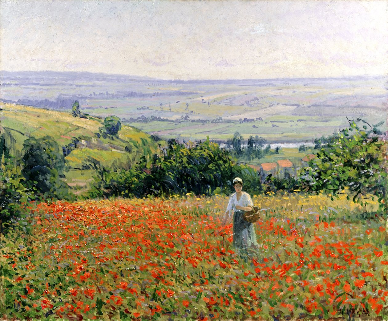 Mulher em um campo de papoula de Leon Giran Max