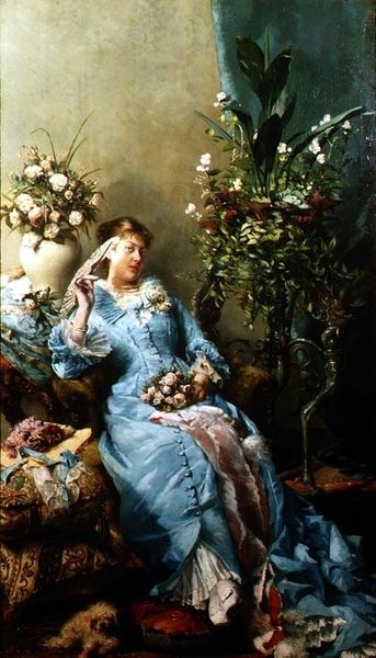 Senhora com um ventilador de Leon Henri Marie Frederic