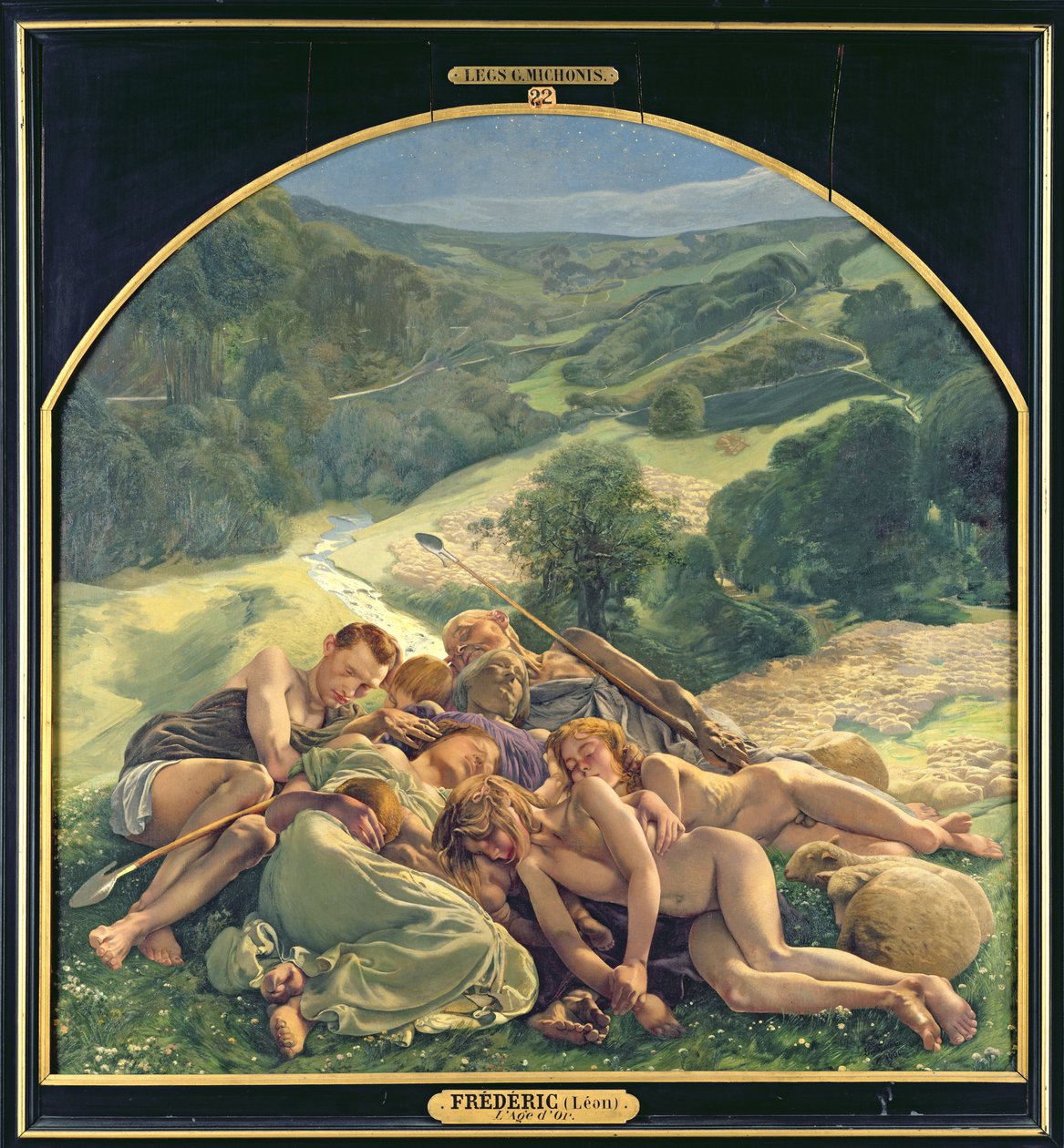 Noite, seção central do tríptico da "Idade de Ouro", 1900 (ver 309507 para o tríptico) de Leon Henri Marie Frederic