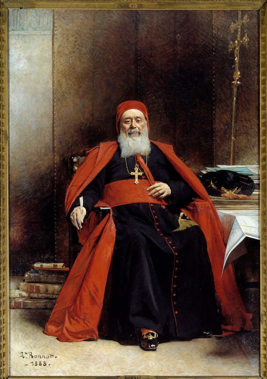 Retrato no pé de Charles Lavigerie (1825-1892) Archeveque de Argel, Cardeal Primaz de África Pintura de Leon Joseph Bonnat (1833-1922) 1888 Sol. 2,39 x 1,64 m de Leon Joseph Florentin Bonnat