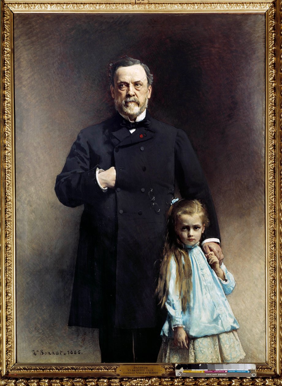 Retrato do médico francês Louis Pasteur (1822-1895) com sua filhinha Camille Vallery Radot Painting by Leon Joseph Bonnat (1833-1922) 1886 Paris, musee Pasteur - Retrato do médico francês Louis Pasteur (1822-1895) com sua neta, C de Leon Joseph Florentin Bonnat