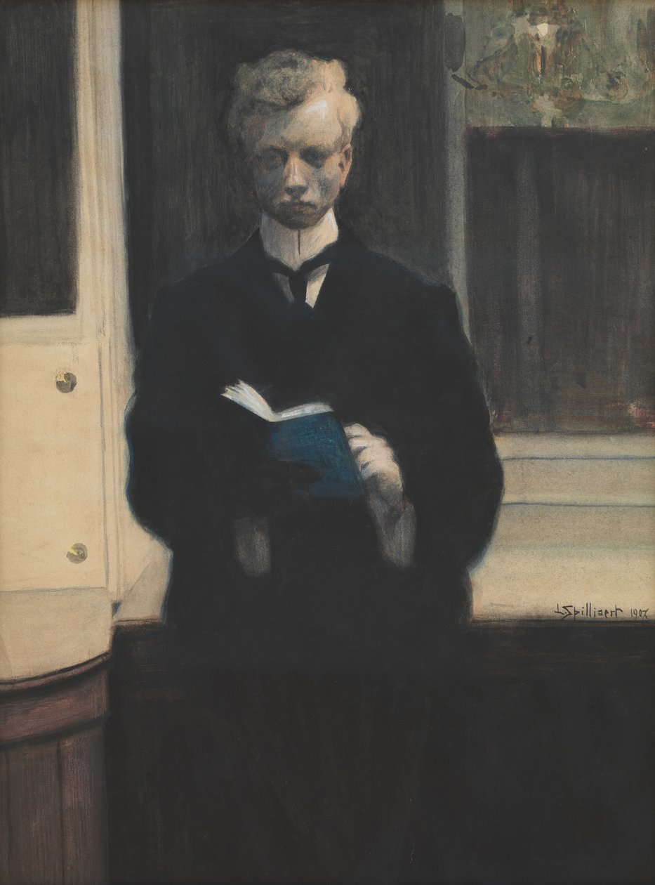 Auto-retrato com caderno azul de Leon Spilliaert