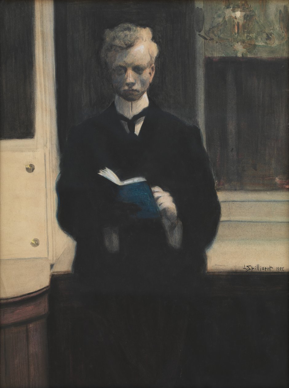 Autorretrato com caderno de desenho azul de Leon Spilliaert