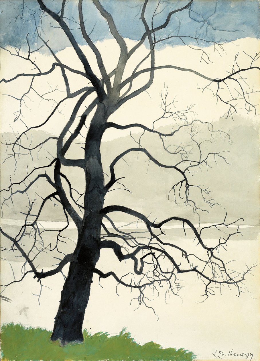Árvore solitária na borda da lagoa de Leon Spilliaert
