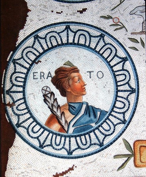 Erato, Musa da Poesia e Poesia Lírica (gravura a cores) de Leon de (after) Laborde