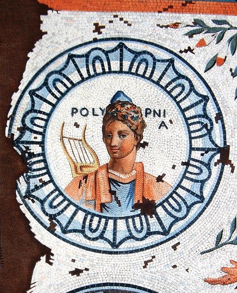 Polimnia, Musa da Canção Sagrada, Canto, Oratório e Retórica (gravação a cores) de Leon de (after) Laborde