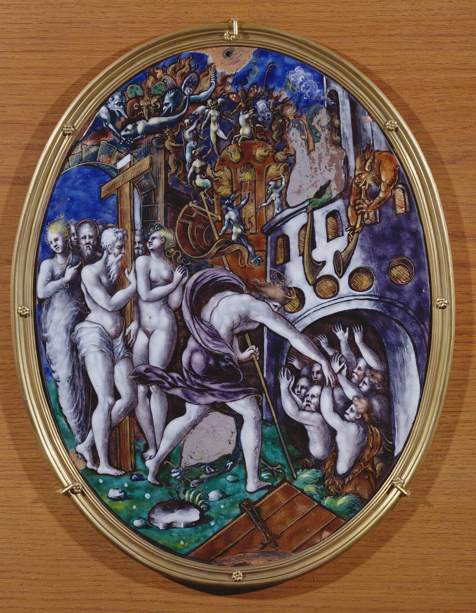 Descida de Cristo ao Limbo, 1557 (esmalte pintado) de Leonard Limosin