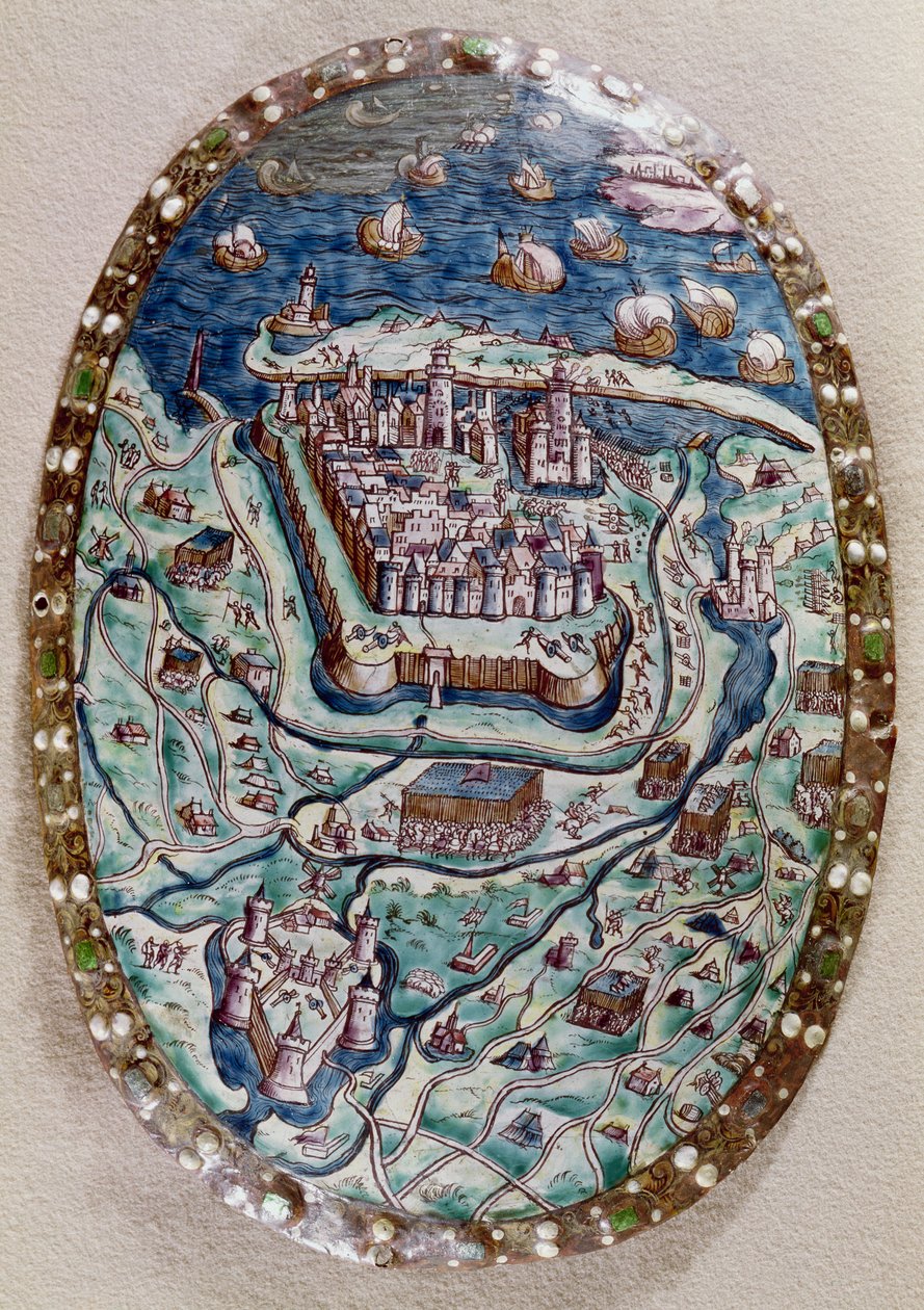 A captura de Calais pelos franceses em 1558 (esmalte) de Leonard Limosin