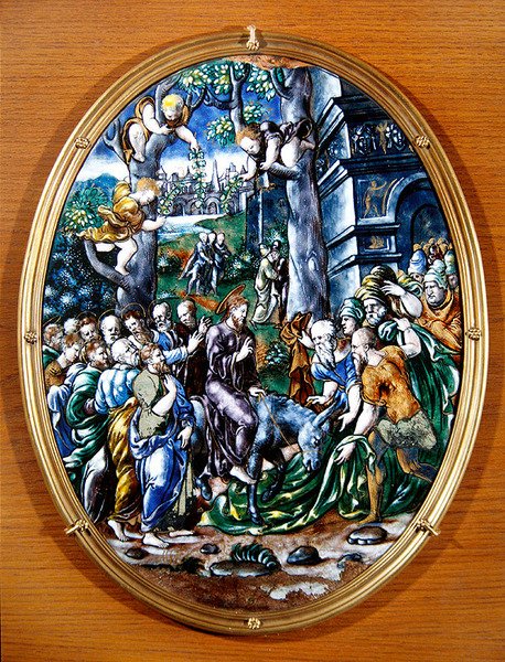A entrada de Cristo em Jerusalém, 1557 (esmalte pintado) de Leonard Limosin