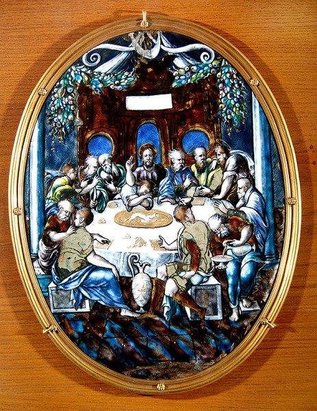 A Última Ceia, 1557 (esmalte pintado) de Leonard Limosin