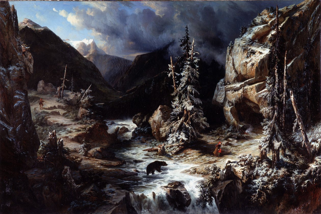 Vista do caminho para a Maladetta de Leonard Alexis Dalige de Fontenay