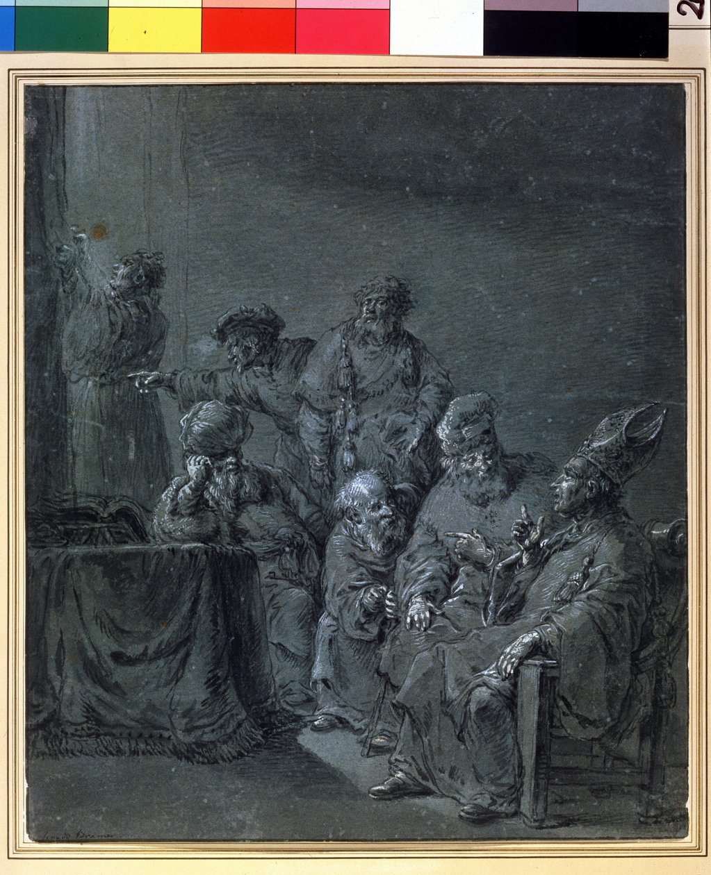 "Um tema bíblico". Desenho de Leonaert Bramer (1596-1674). Museu Pushkin do século XVII, Moscovo de Leonard Bramer