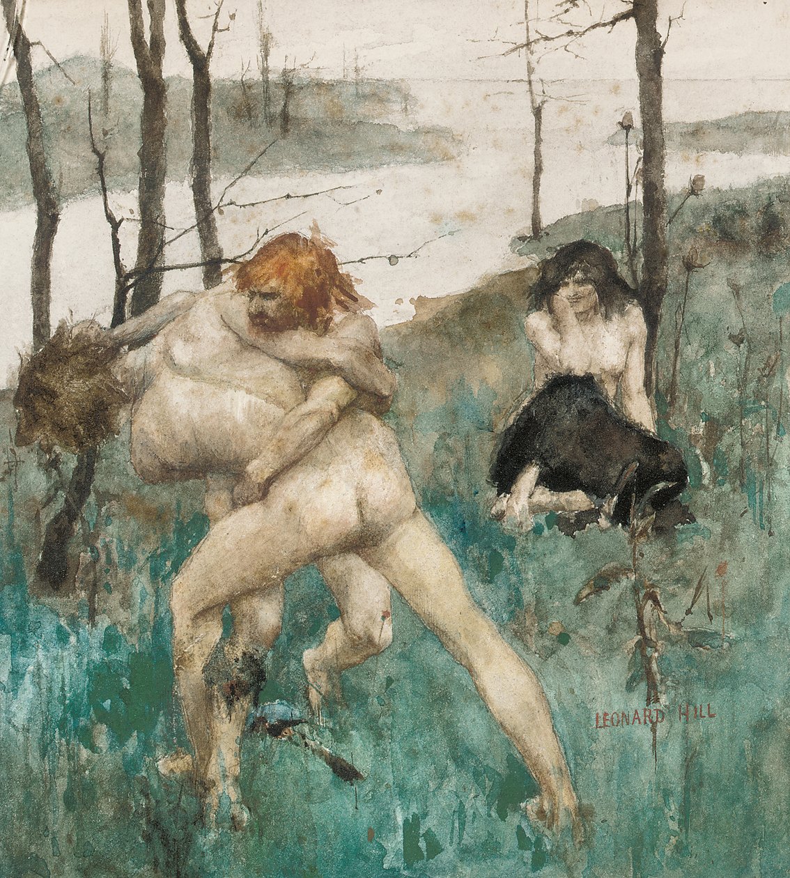 Defendendo a sua honra (lápis e aguarela sobre papel) de Leonard Erskine Hill