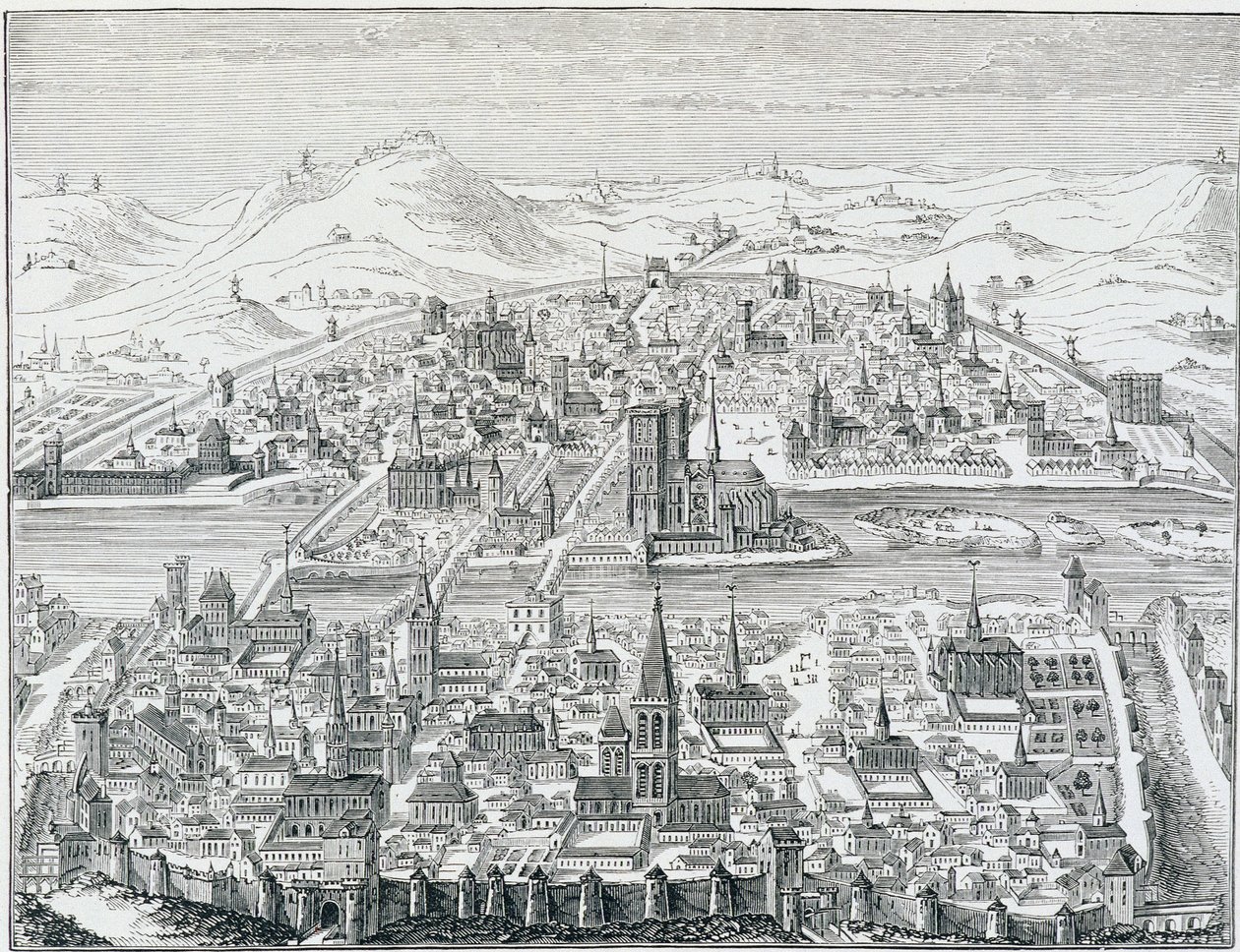 Grande vue en perspective de Paris em 1607, baseado na gravura de Léonard Gaultier. de Leonard Gaultier