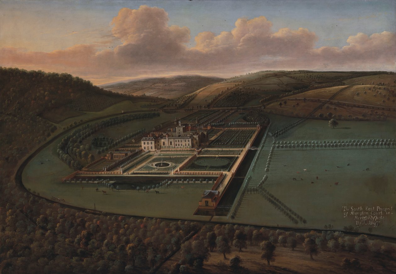 O Prospecto do Sudeste de Hampton Court, Herefordshire de Leonard Knyff