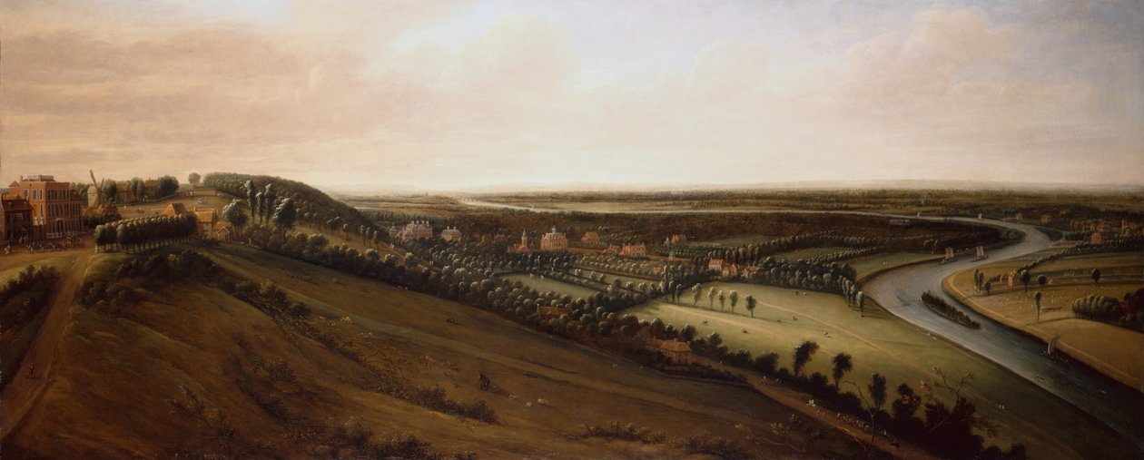 Vista do lado de Richmond Hill em direcção ao Parque Novo do Conde de Rochester (óleo sobre tela) de Leonard Knyff