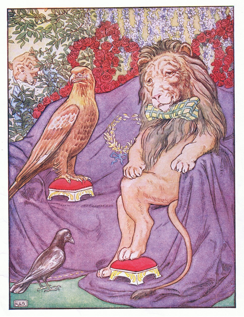 E a águia parecia bastante real, ilustração de &39;Johnny Crow&39;s Party&39;, c.1930 de Leonard Leslie Brooke