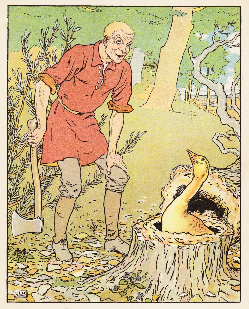 O Ganso de Ouro (litografia a cores) de Leonard Leslie Brooke
