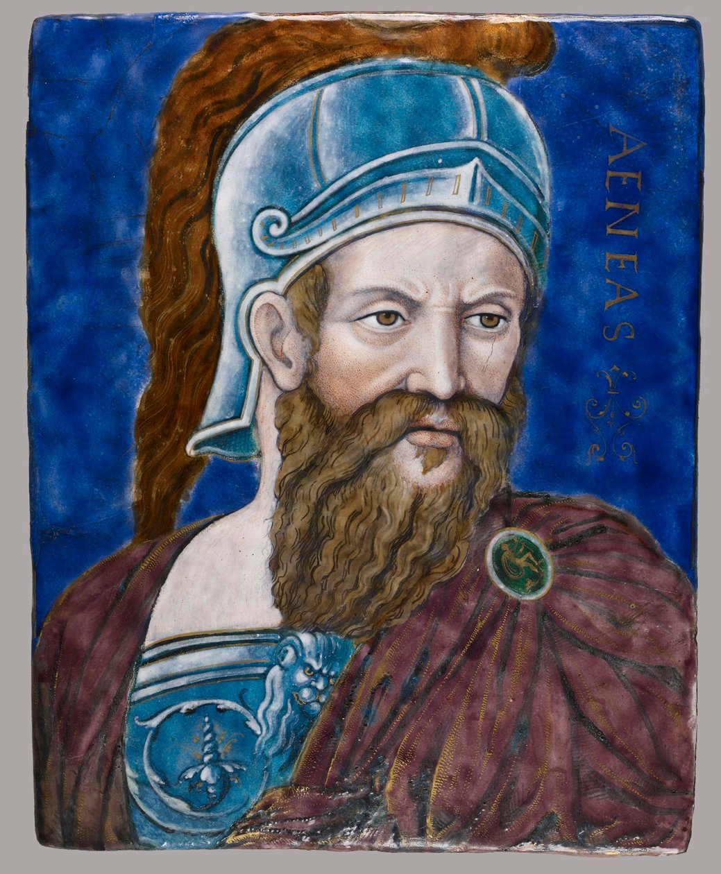 "Enéas" Retrato do herói da Guerra de Tróia - Esmalte de Leonard Limosin (1505-1577) ca. 1540 Museu de Arte Walters, Baltimore de Leonard Limosin