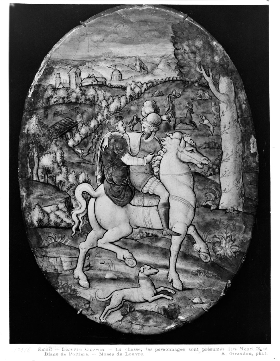 Caça, retrato que se presume ser Henri II (1519-59) e Diane de Poitiers (1499-1566) (esmalte) de Leonard Limosin