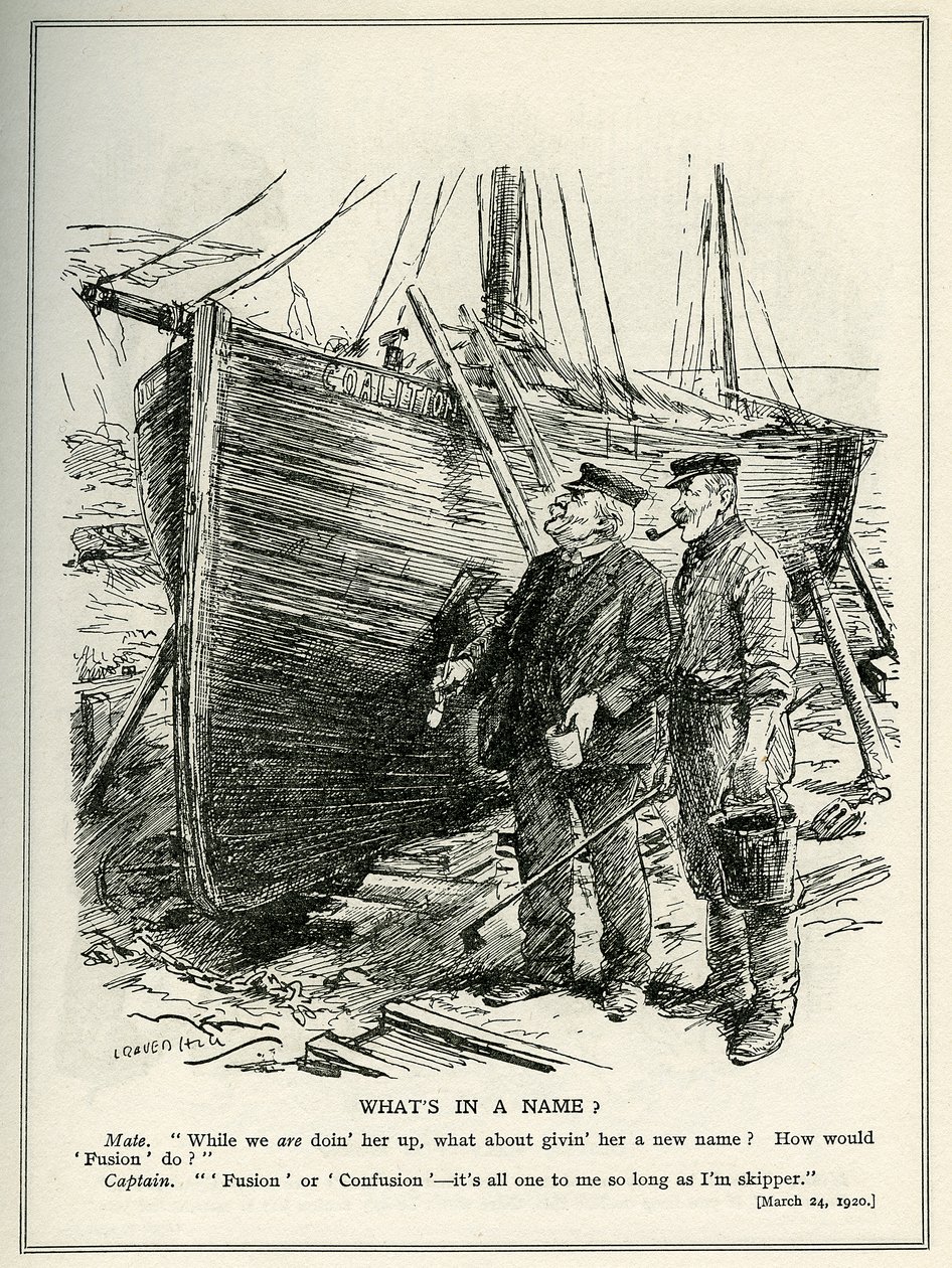 Lloyd George e o navio "Coalizão", 1920 de Leonard Raven Hill