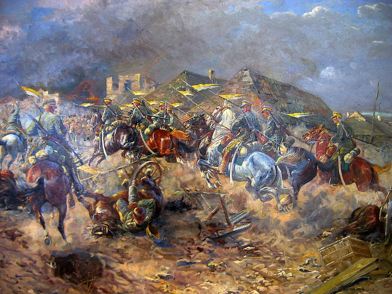 Ataque dos uhlans poloneses aos bolcheviques perto de Sloutsk 1919, 1920 de Leonard Winterowski